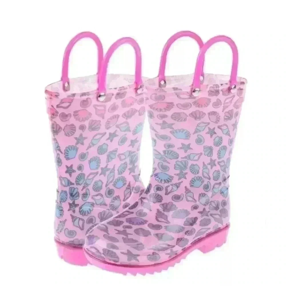 Capelli New York Ombre Seashell Print Rain Boots Toddler Girls Size 10 Pink Blue